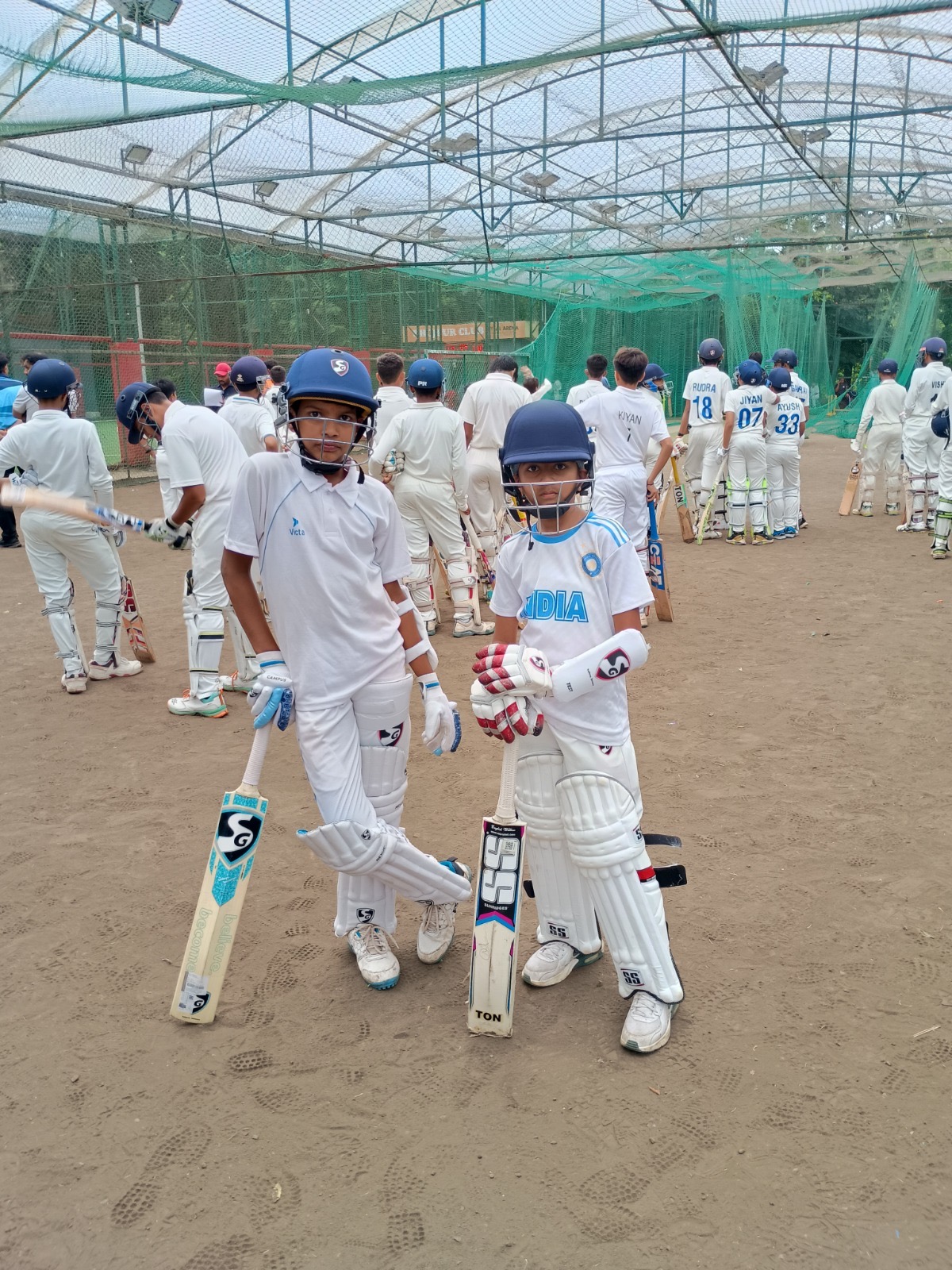 Students at cricket practice